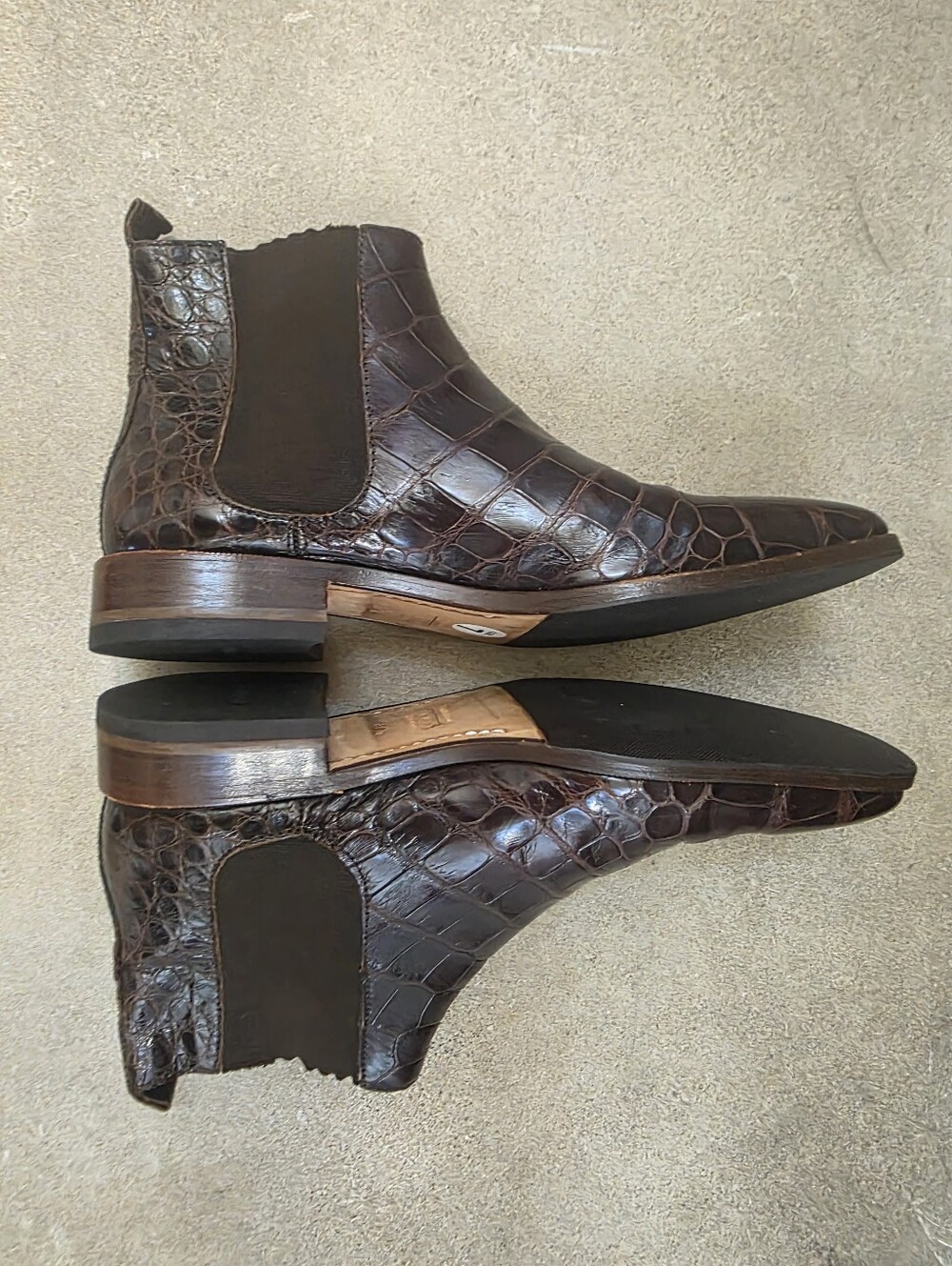 Vintage Lambertson Truex Dark Brown Croc-Embossed Leather Chelsea Boots 37.5/7 - Picture 7 of 12